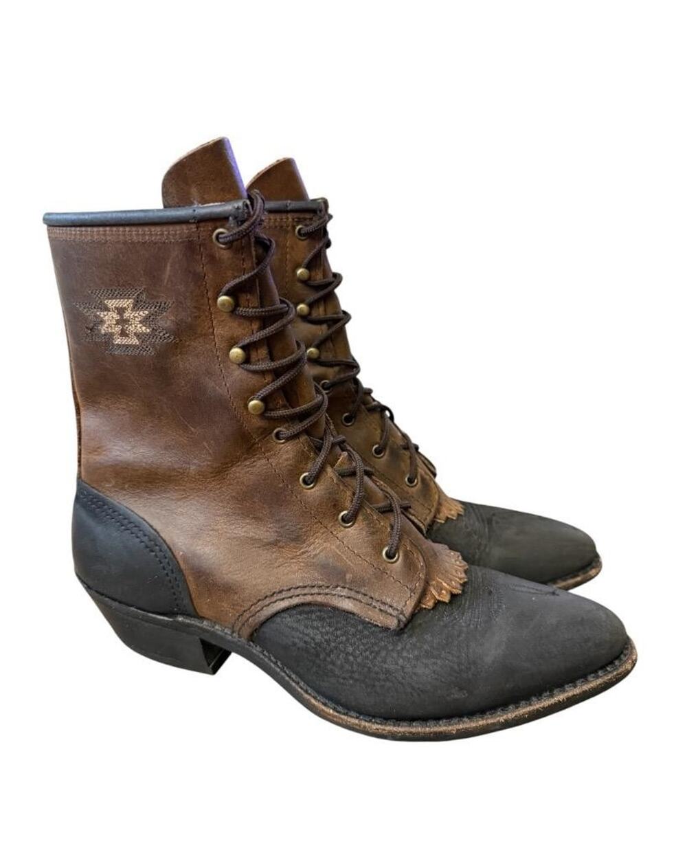 Vintage Lacer Packer Western Work Boot Leather Women size 8 M